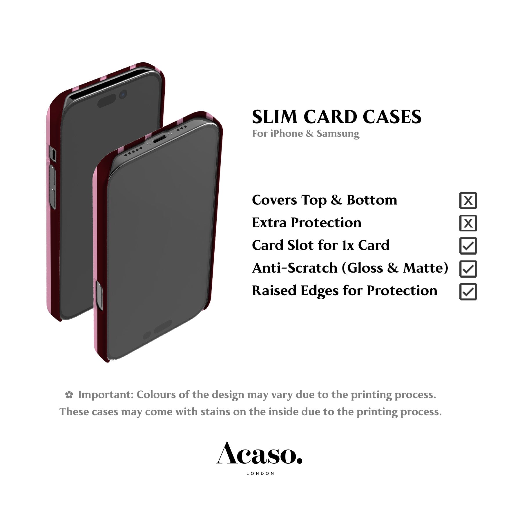 Minimal Maroon Striped Card Case