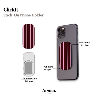 Minimal Maroon Stripes Phone Grip