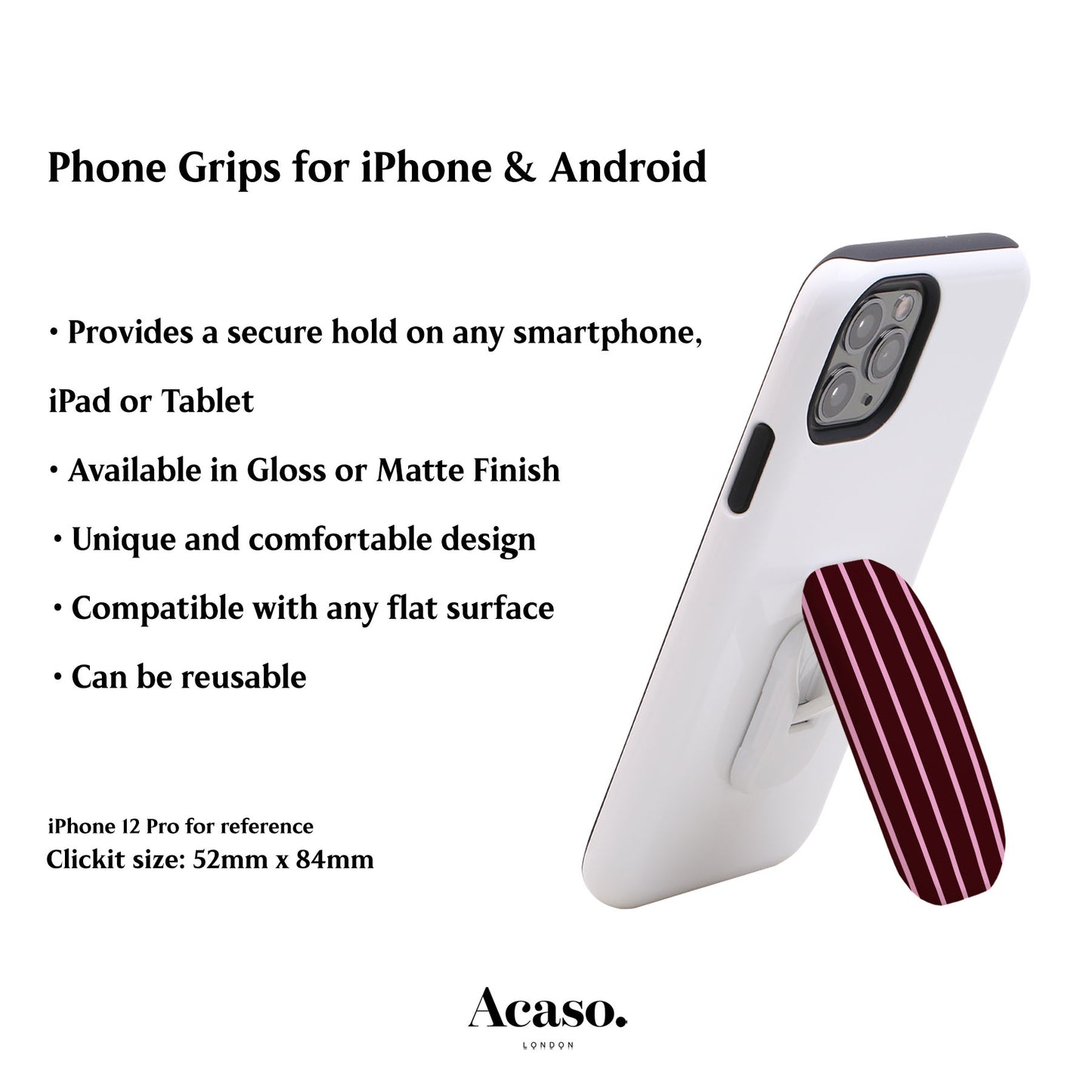 Minimal Maroon Stripes Phone Grip