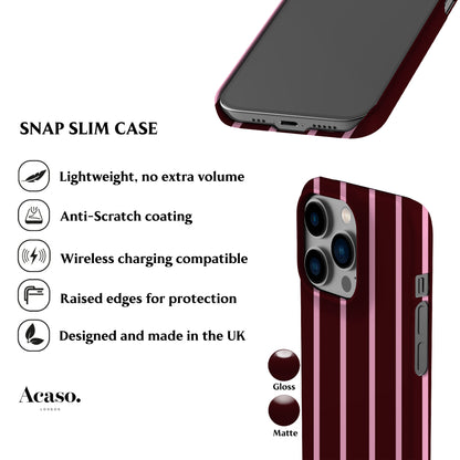 Minimal Maroon Striped Phone Case