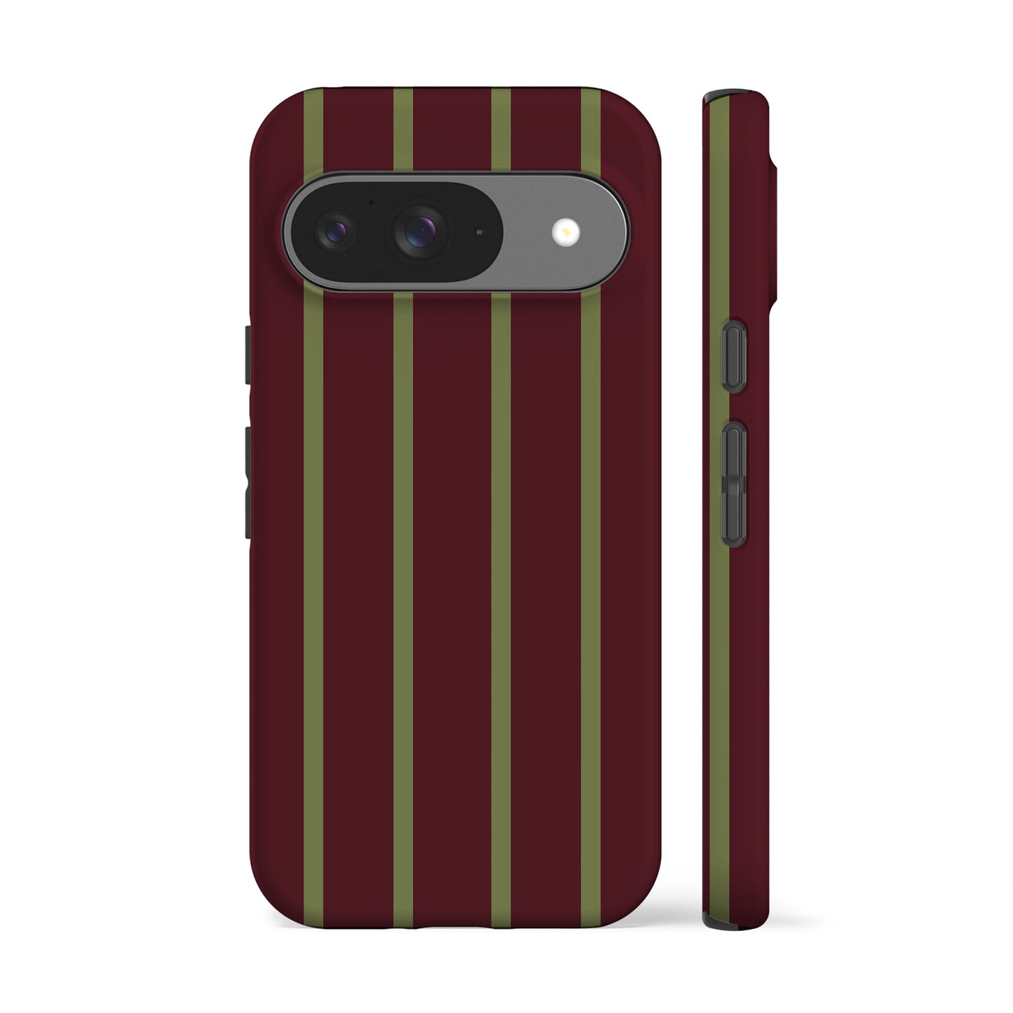 Minimal Moss Maroon Stripes Phone Case