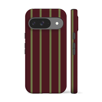 Minimal Moss Maroon Stripes Phone Case