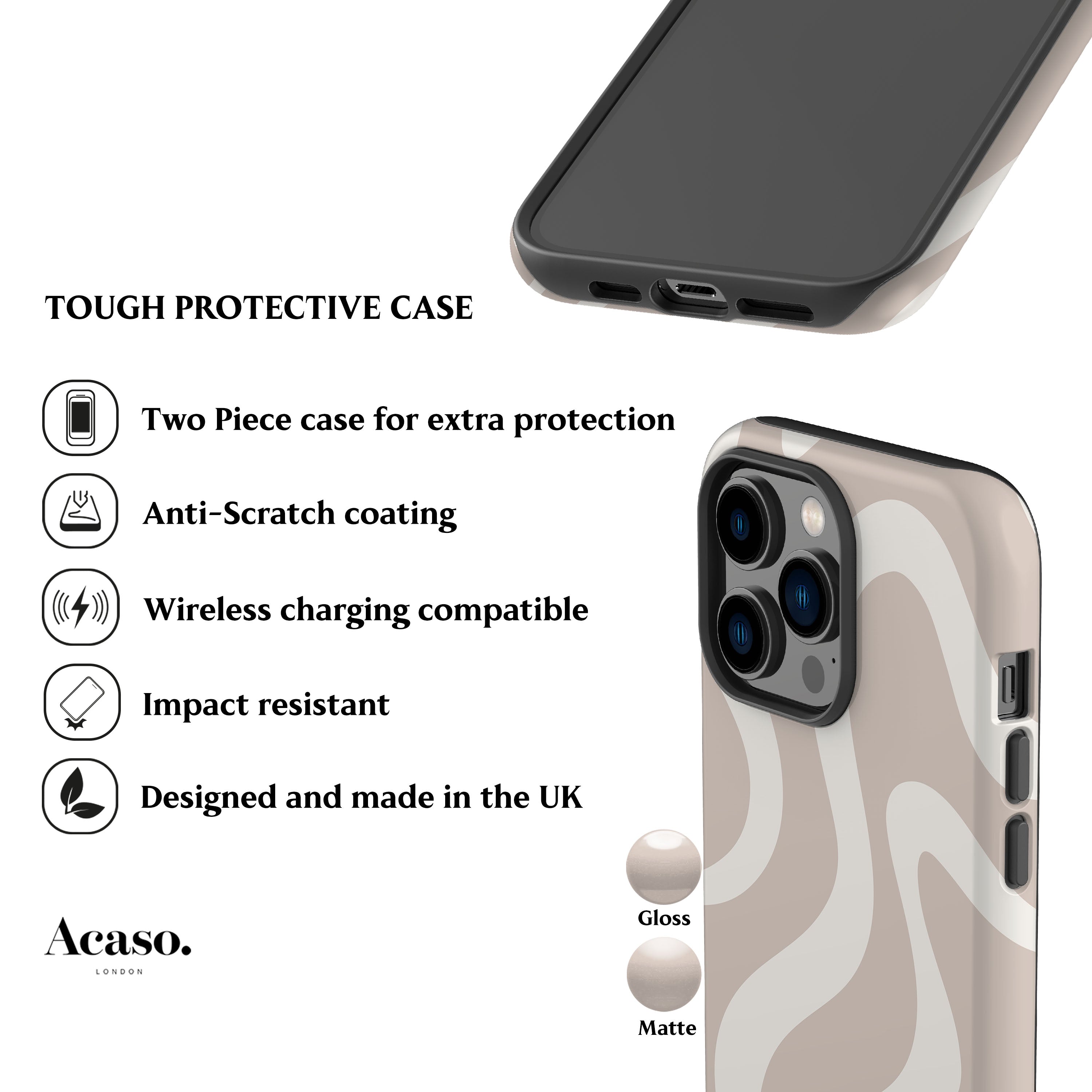 Minimal Wave Beige Phone Case