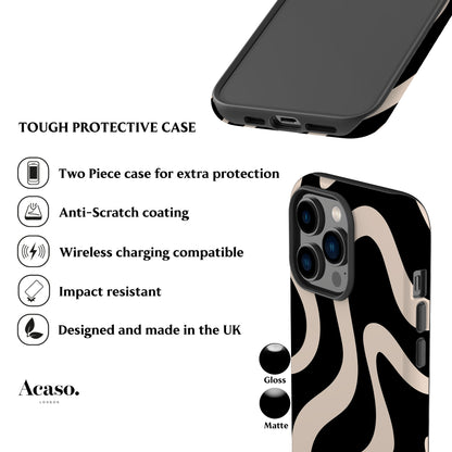 Minimal Wave Black Phone Case