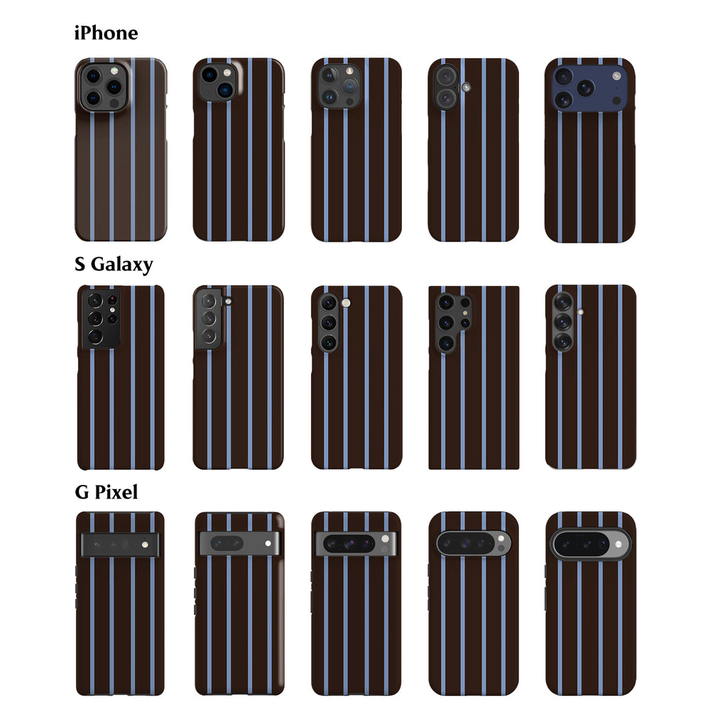 Minimal Brown Blue Striped Phone Case