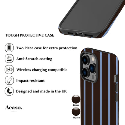 Minimal Brown Blue Striped Phone Case