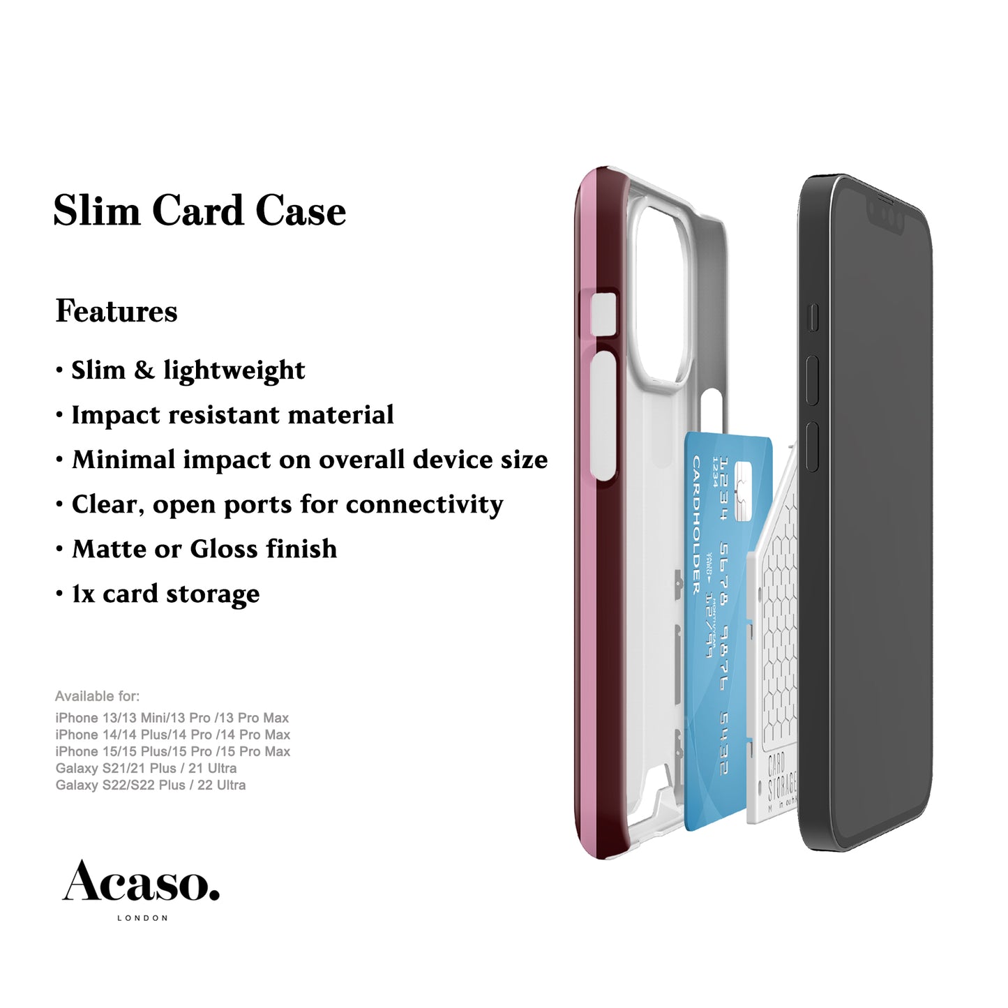 Minimal Maroon Striped Card Case