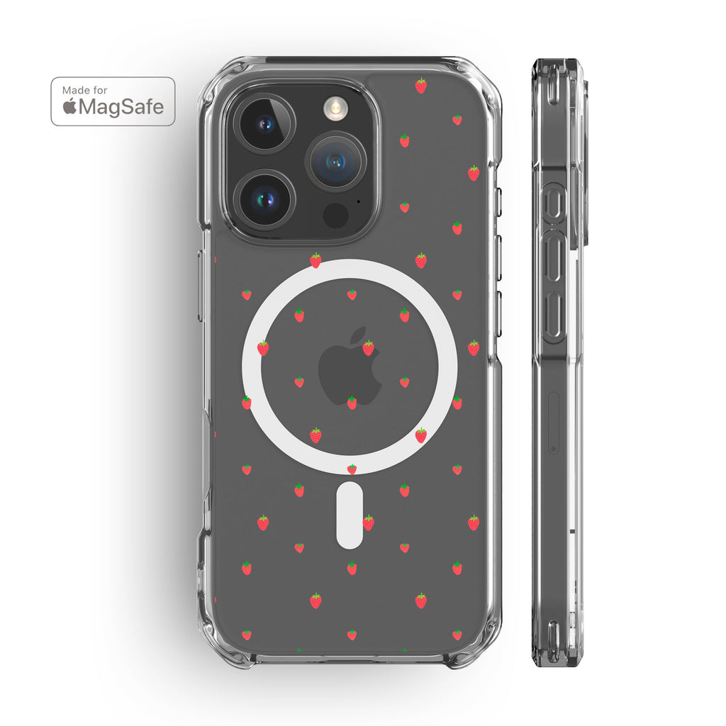 Mini Strawberries Clear MagSafe iPhone Case