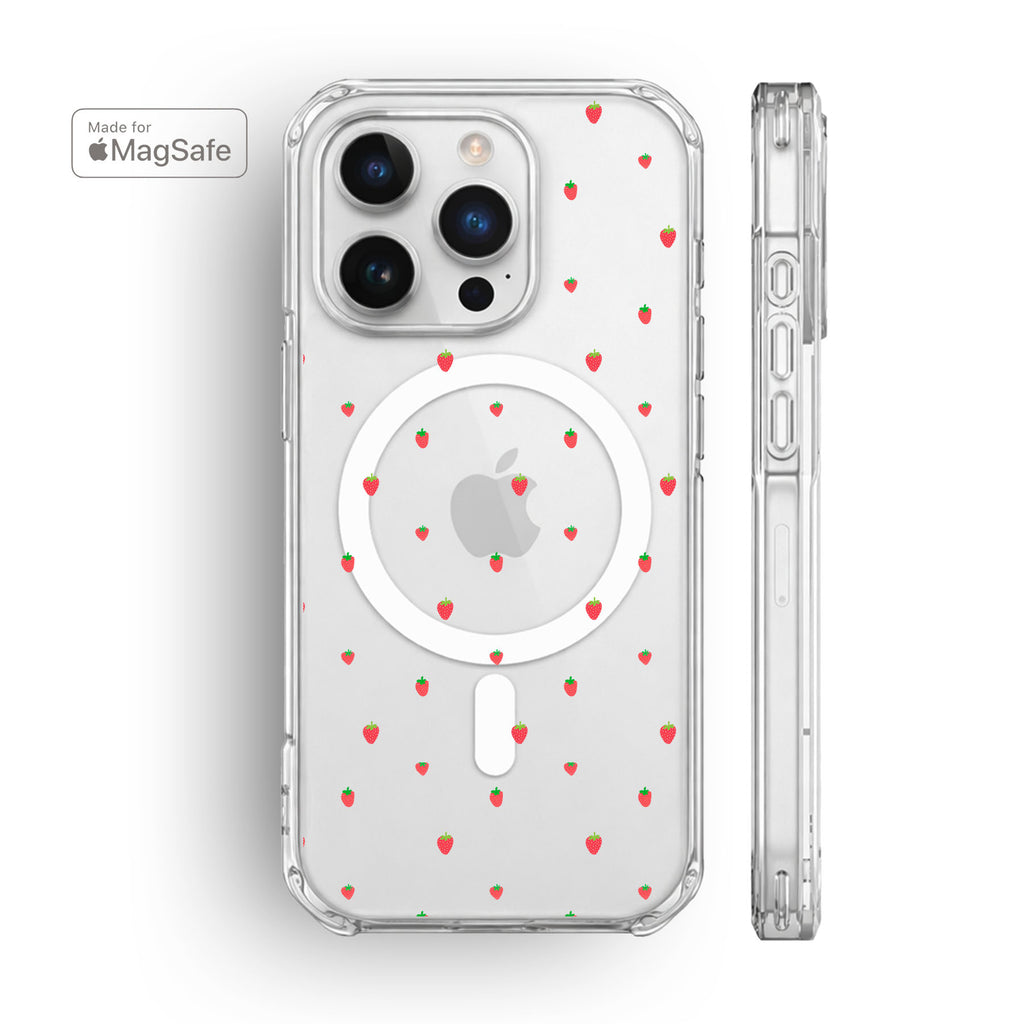Mini Strawberries Clear MagSafe iPhone Case