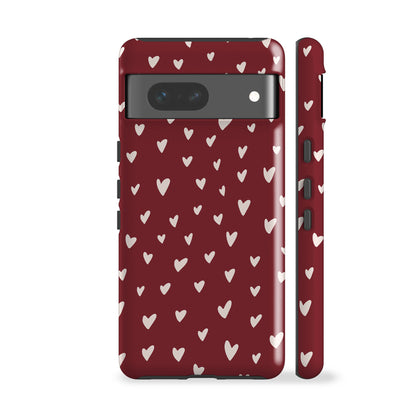 Mini Hearts Burgundy Phone Case