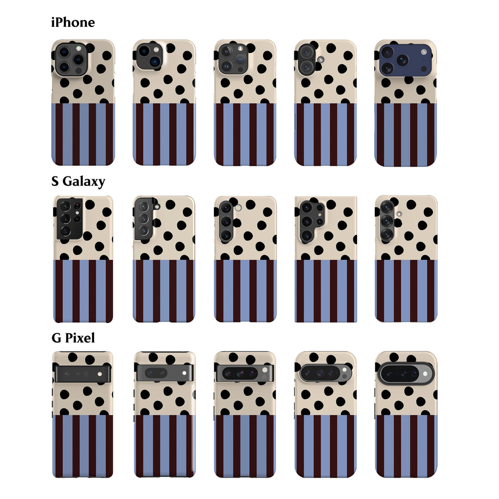 Blue Striped Polka Dot Phone Case