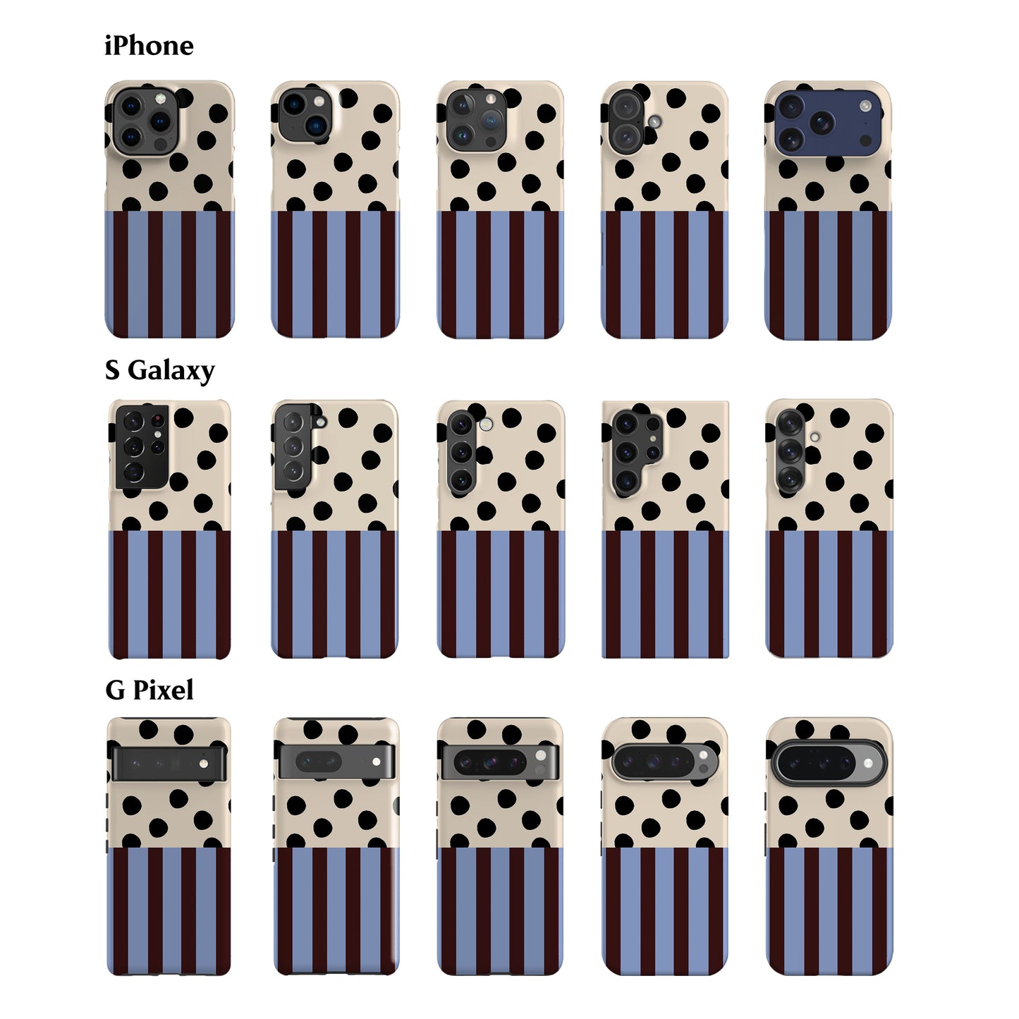 Blue Striped Polka Dot Phone Case