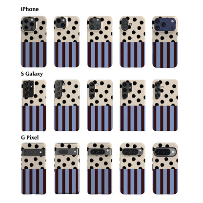 Blue Striped Polka Dot Phone Case