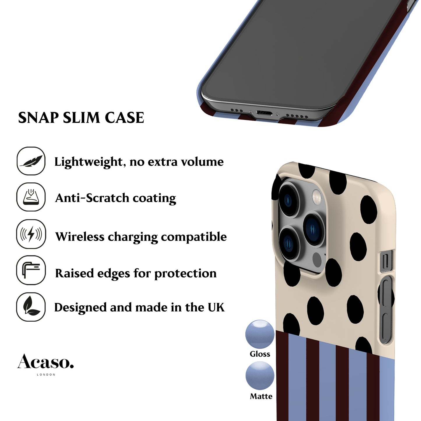 Blue Striped Polka Dot Phone Case