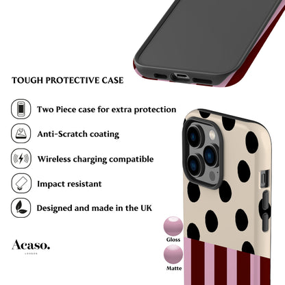 Pink Striped Polka Dot Phone Case