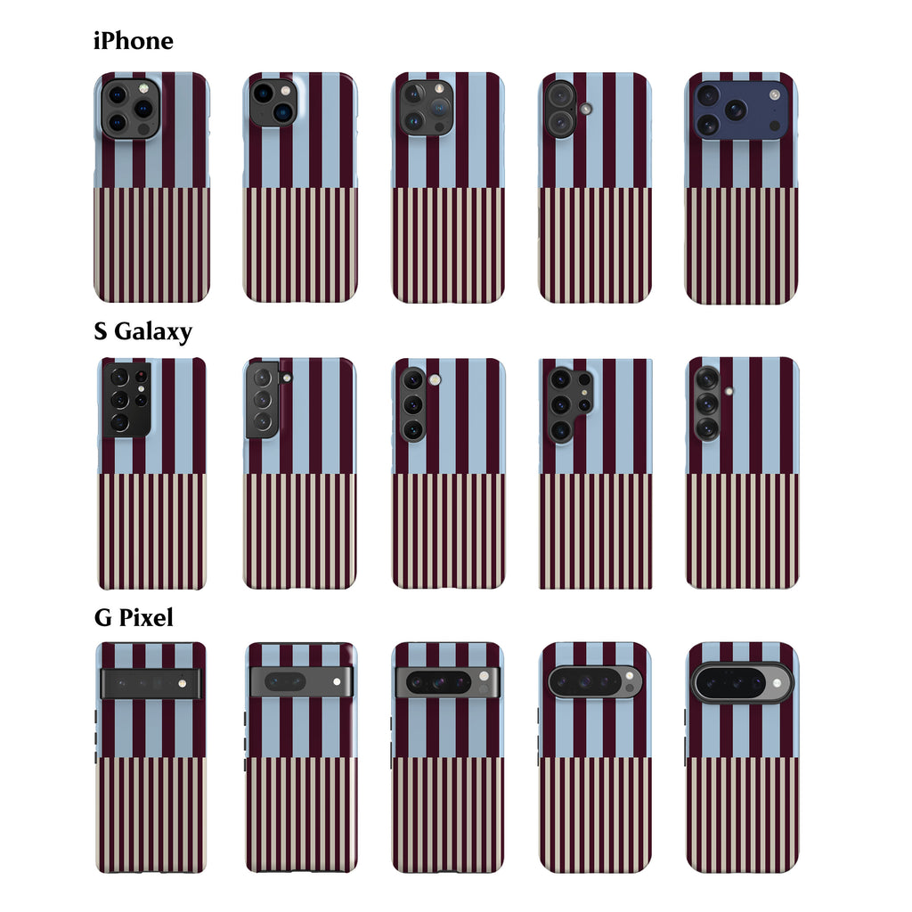 Blue Maroon Modern Stripes Phone Case