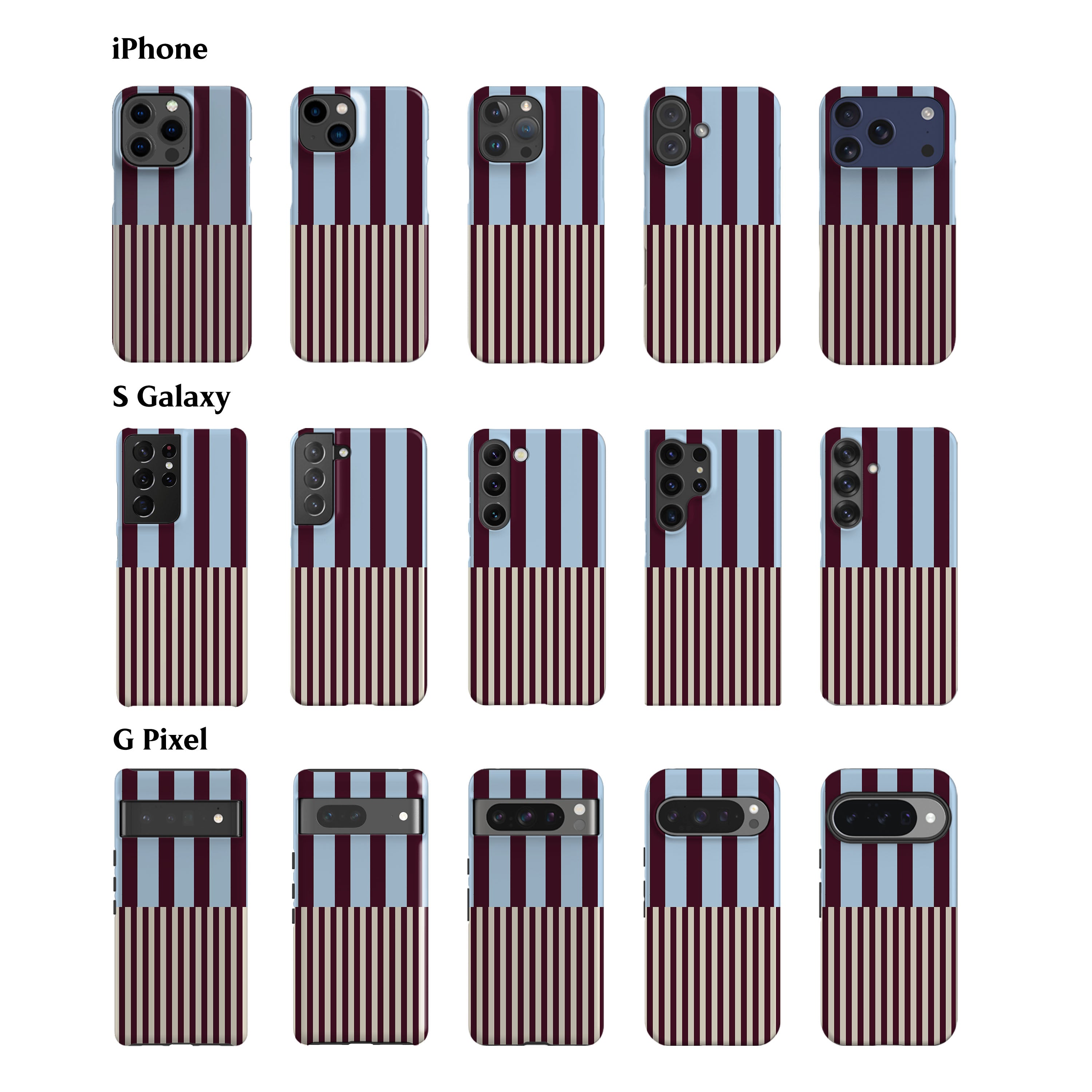 Blue Maroon Modern Stripes Phone Case