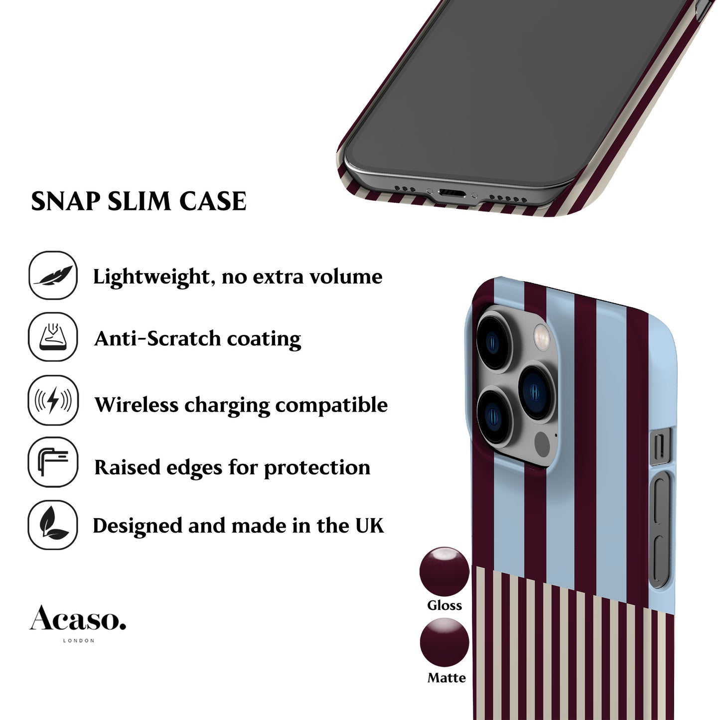 Blue Maroon Modern Stripes Phone Case