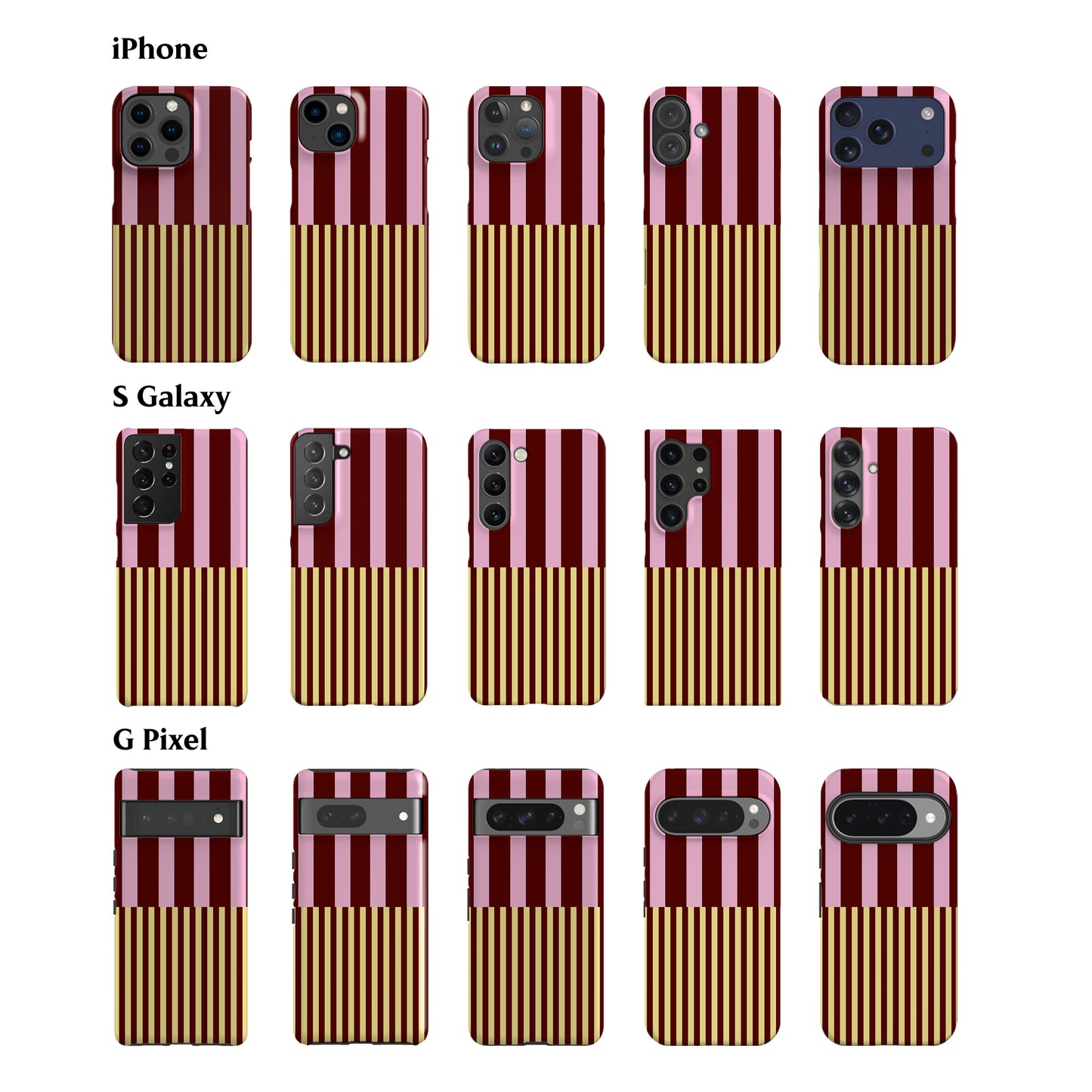 Pink Maroon Modern Stripes Phone Case