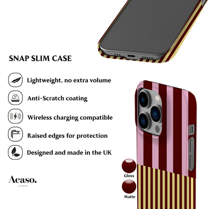Pink Maroon Modern Stripes Phone Case