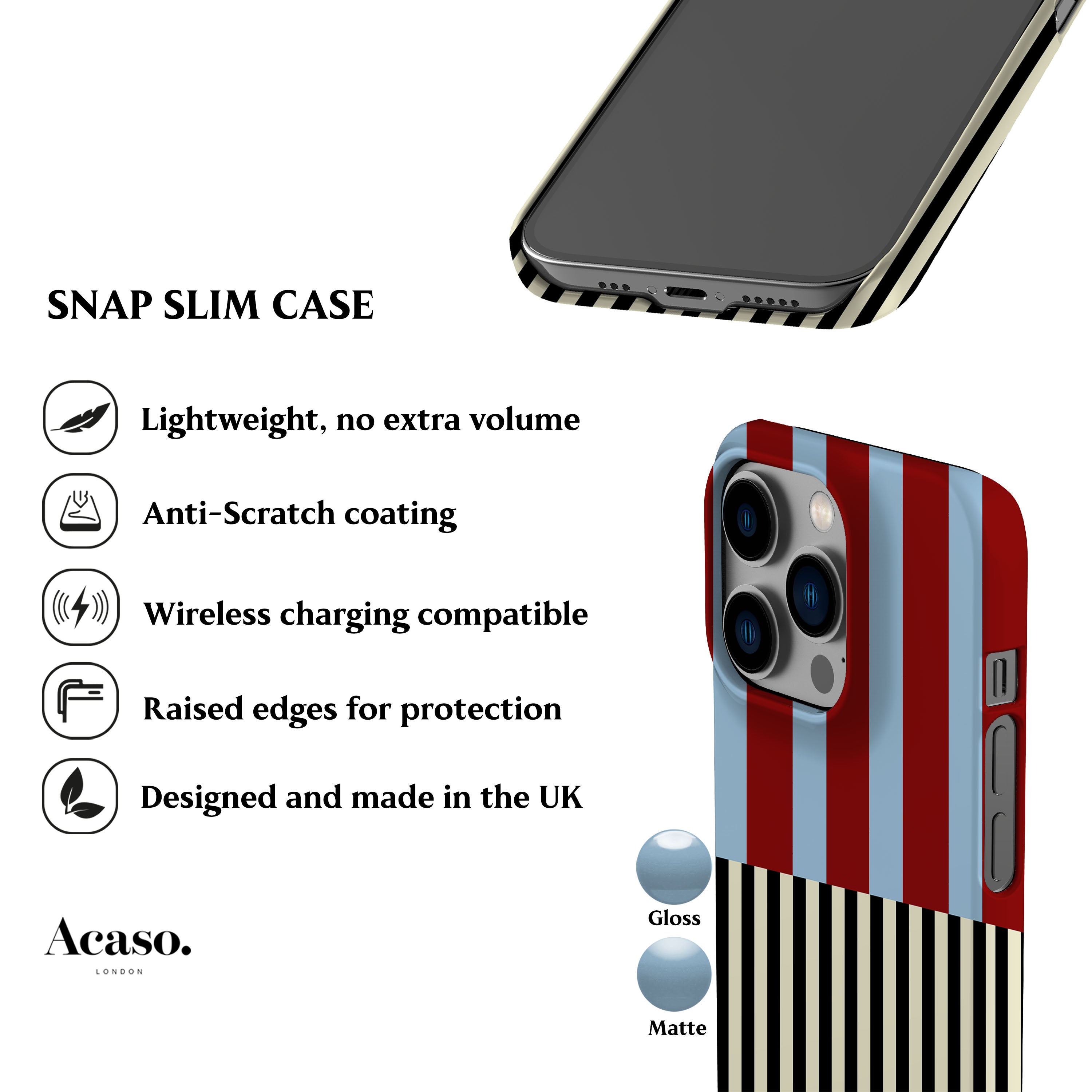 Red Blue Modern Stripes Phone Case