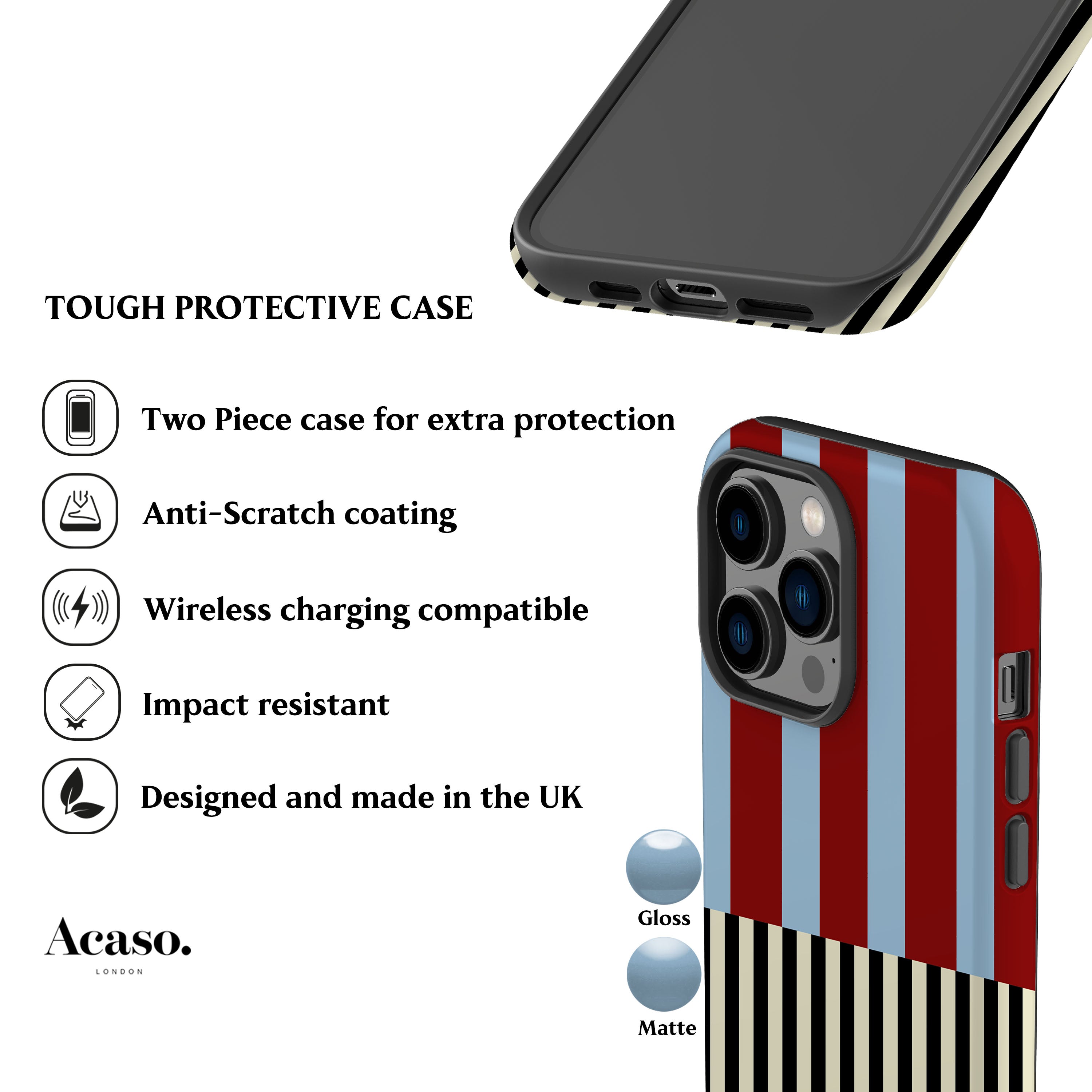 Red Blue Modern Stripes Phone Case