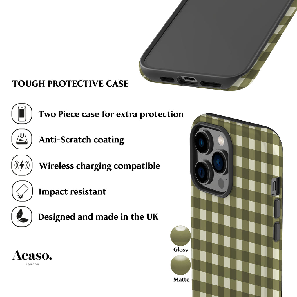 Moss Green Plaid Phone Case