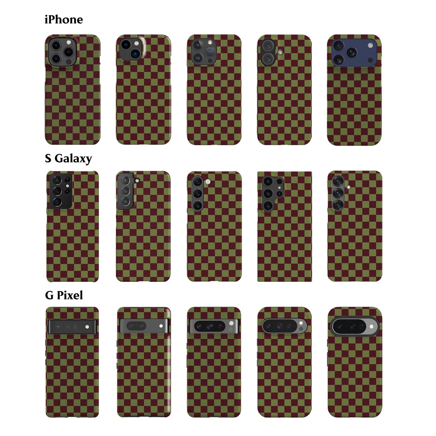 Moss Maroon Checkered Phone Case