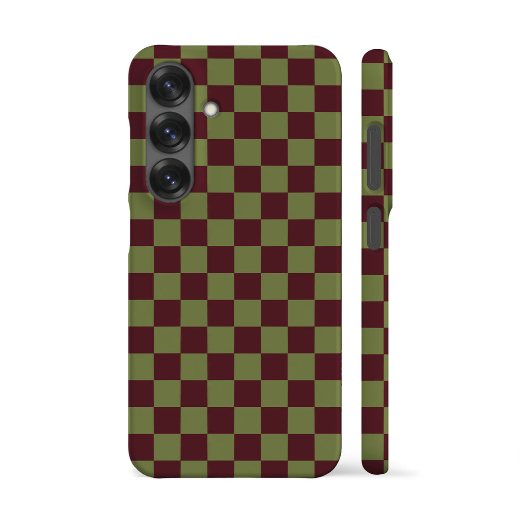 Moss Maroon Checkered Phone Case