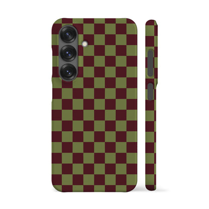 Moss Maroon Checkered Phone Case