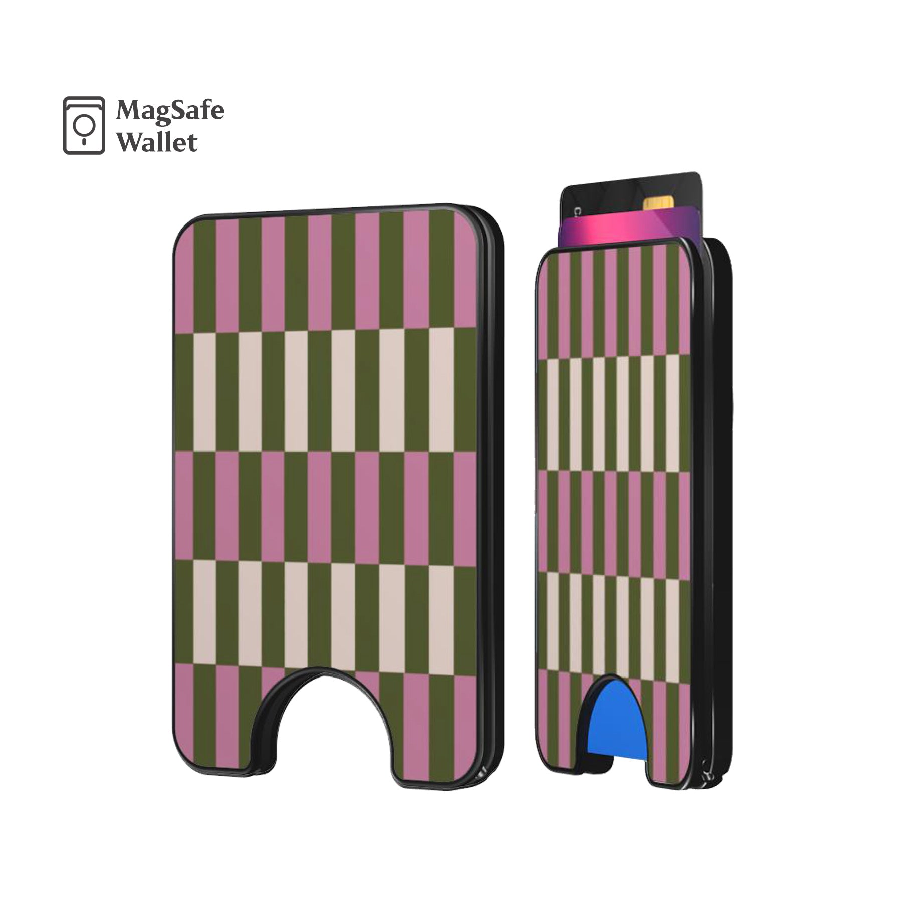 Moss Pink Spring Checkers Magnetic Phone Wallet