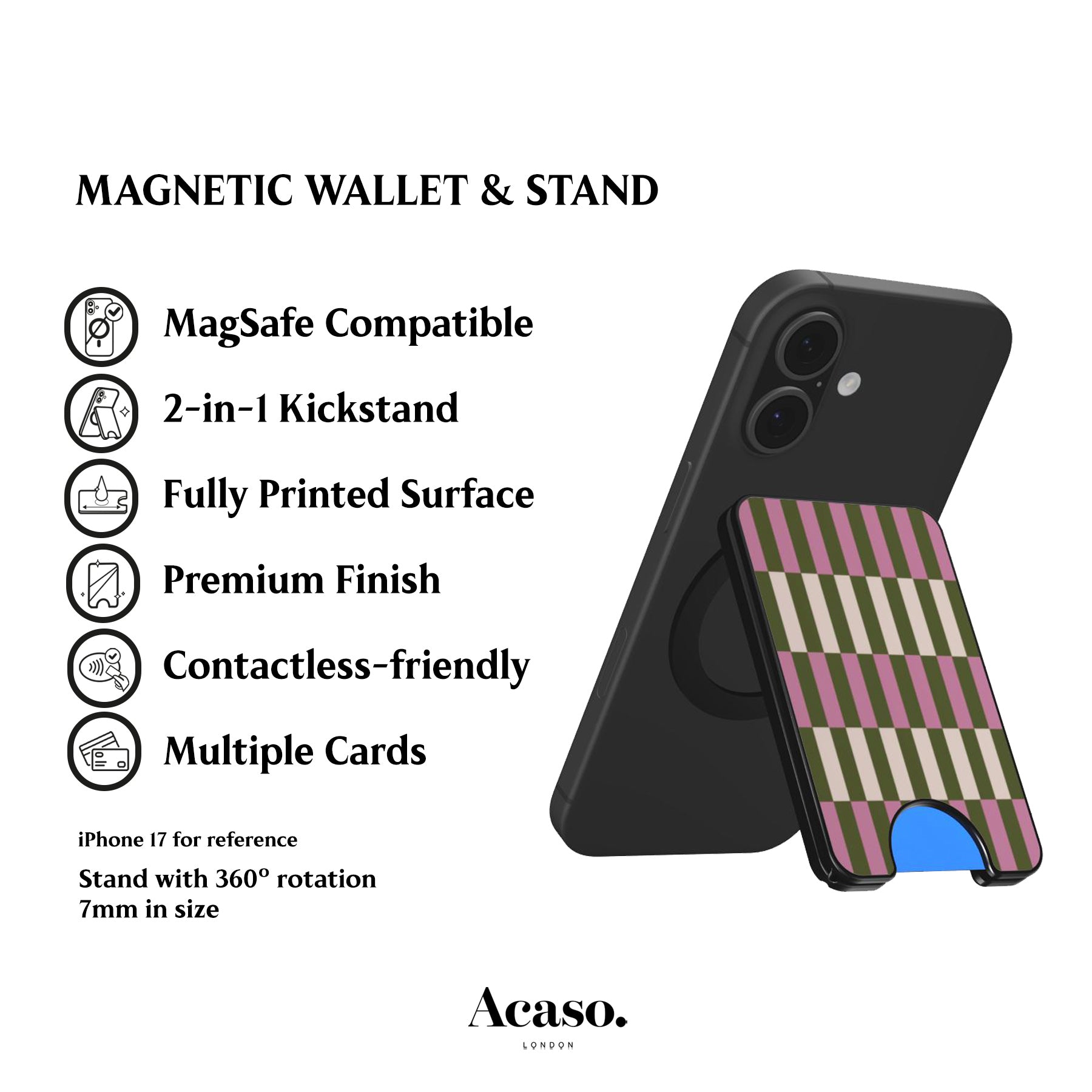 Moss Pink Spring Checkers Magnetic Phone Wallet