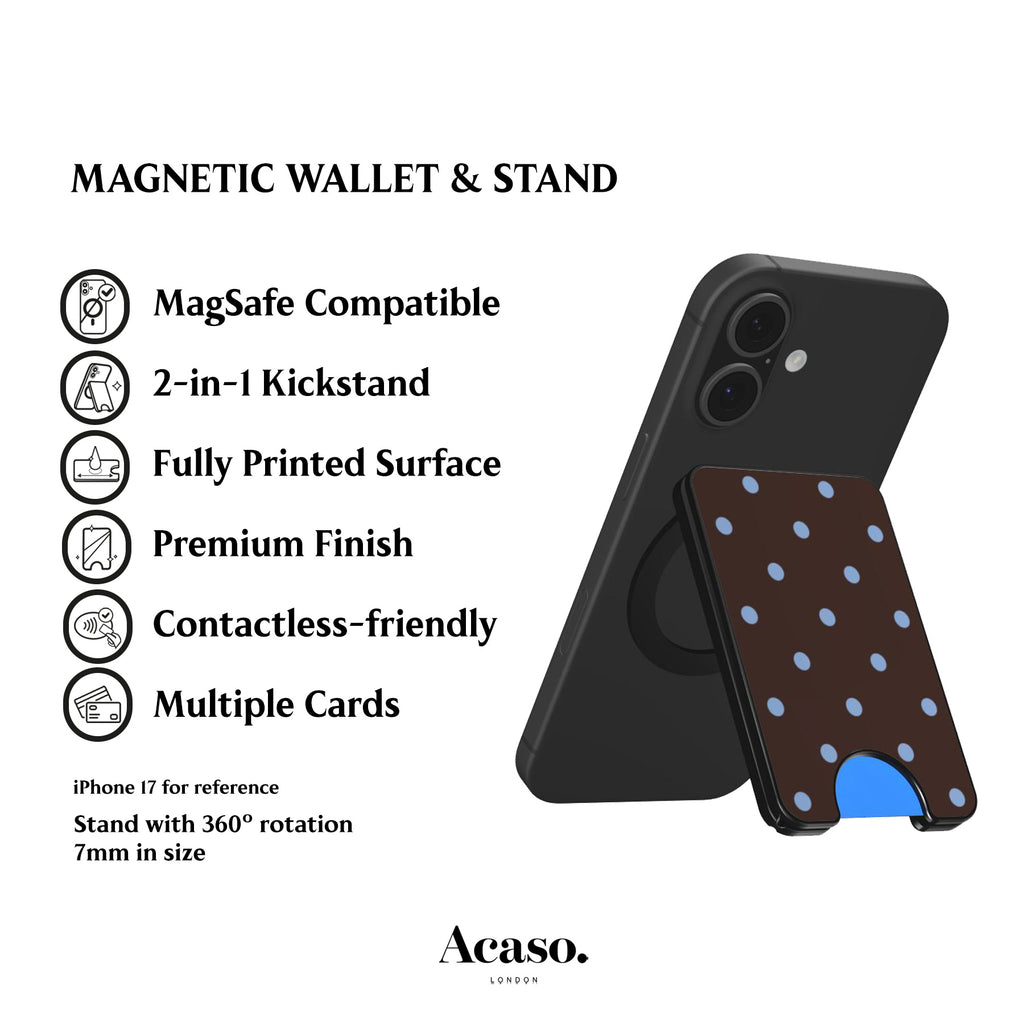 Nala Brown Blue Polka Dots Magnetic Phone Wallet