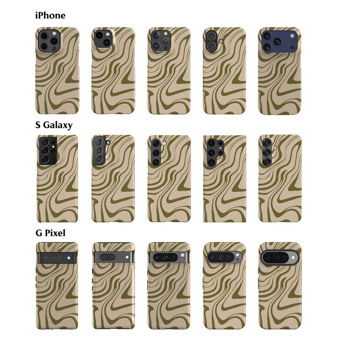 Olive Swirl Pattern Phone Case