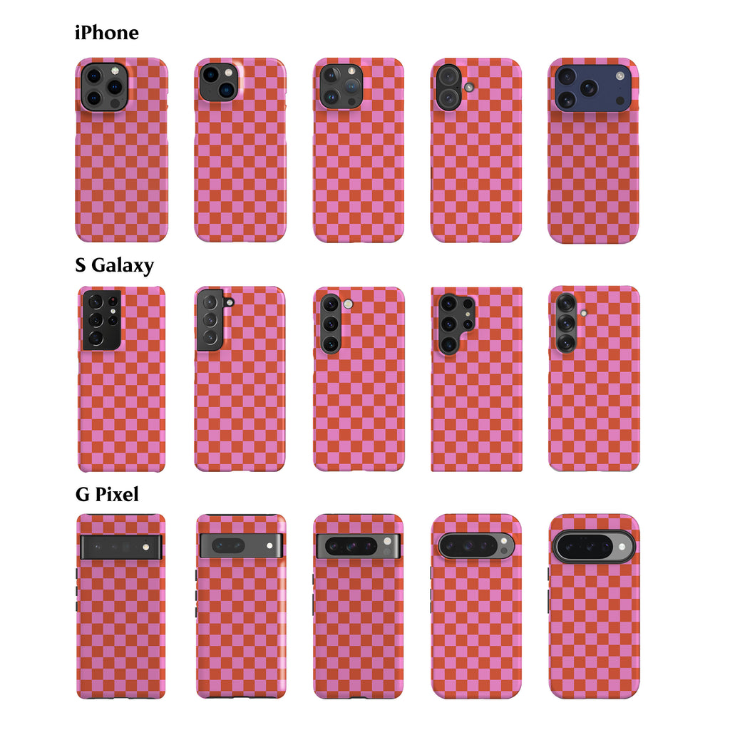 Orange Checkered Phone Case