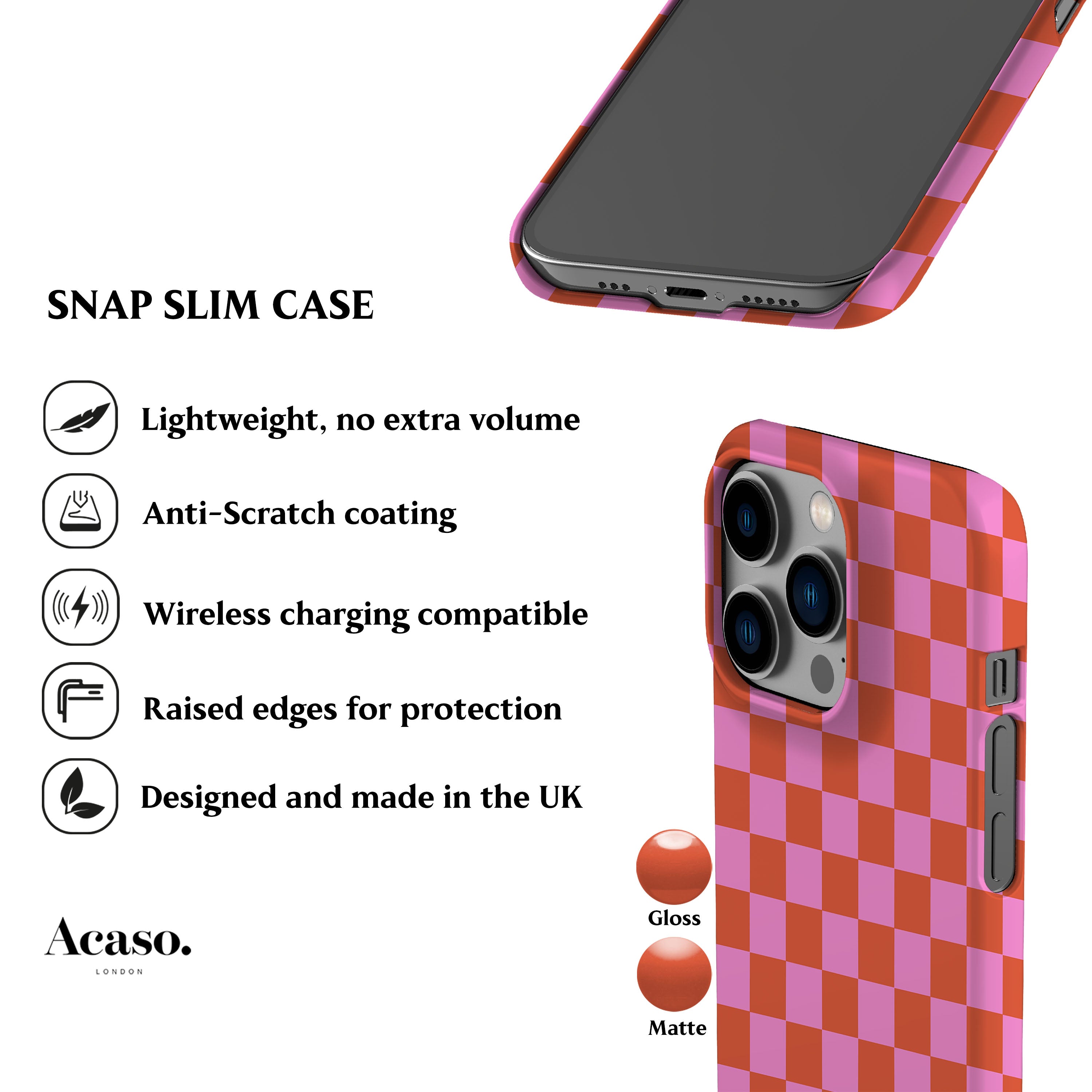 Orange Checkered Phone Case