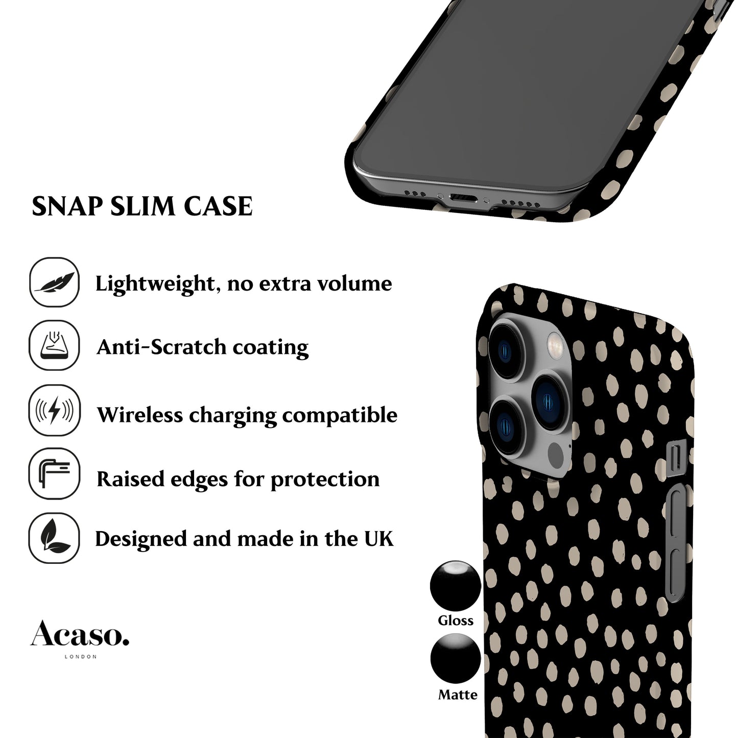 Painted Dots Black Phone Case