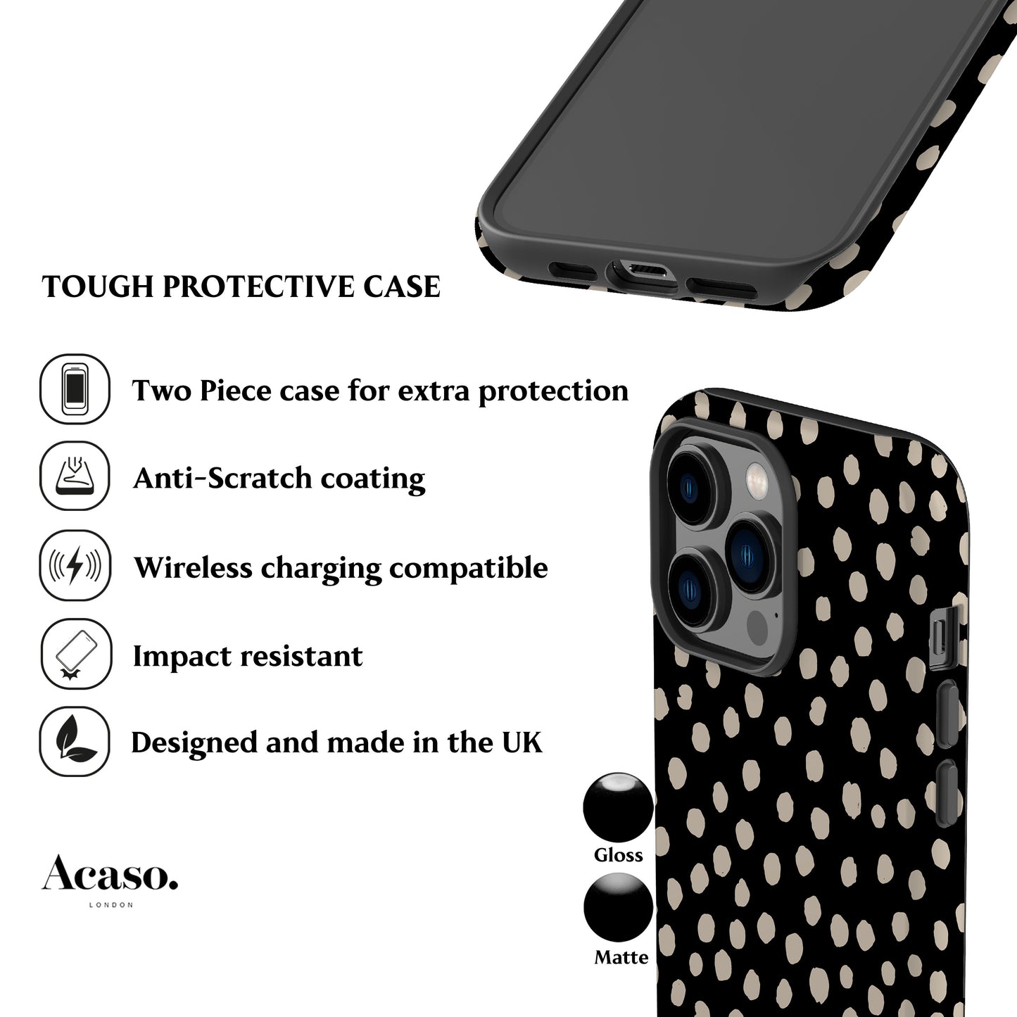 Painted Dots Black Phone Case