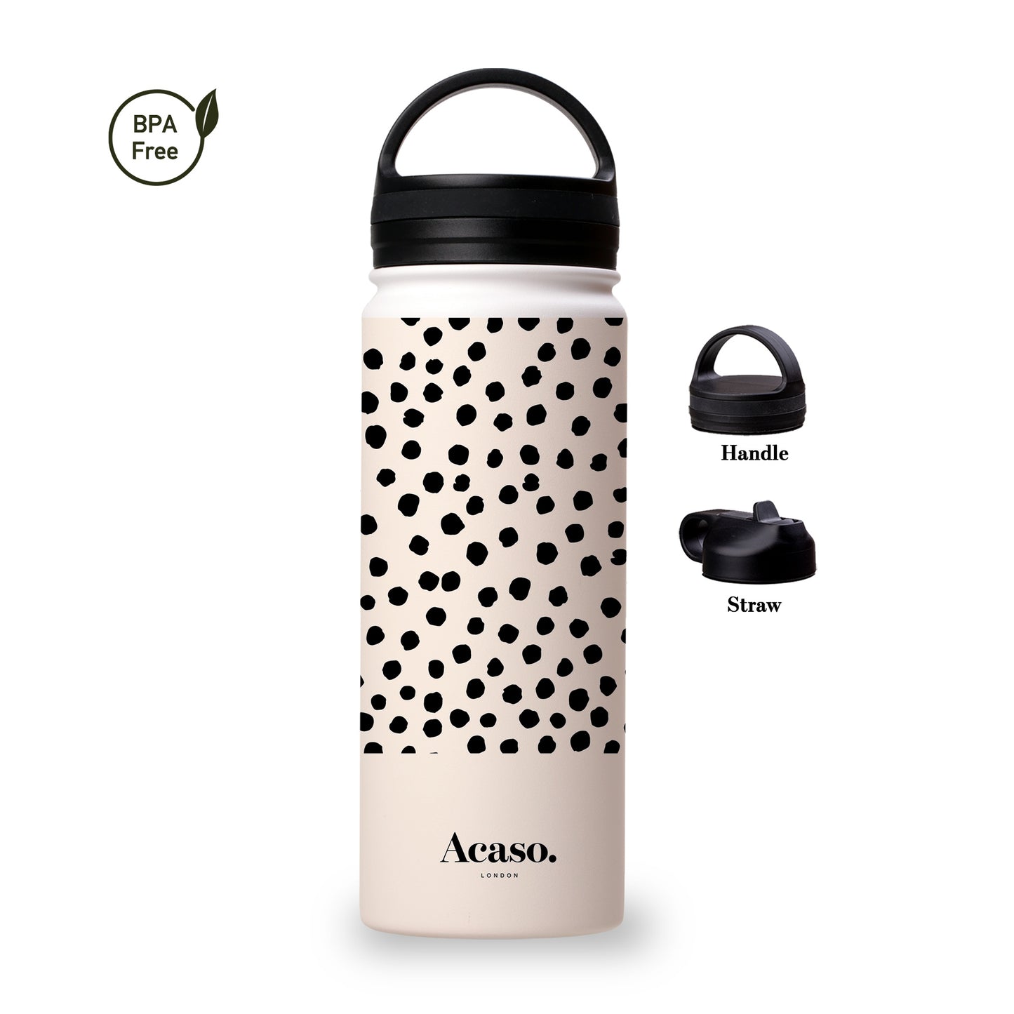 PAINTED DOTS White Steel Water Bottle