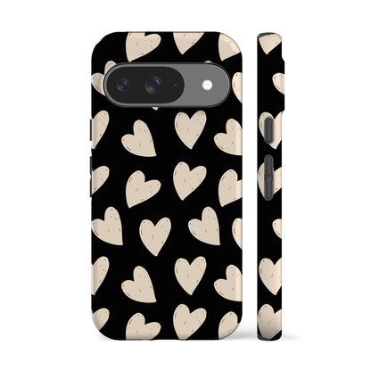 Painted Hearts Black Phone Case