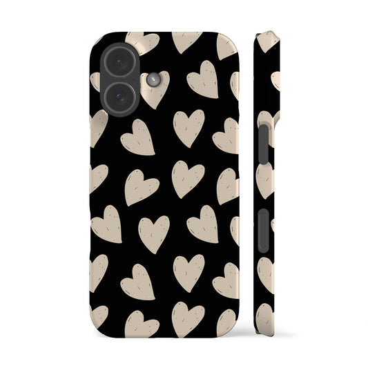 Painted Hearts Black Phone Case