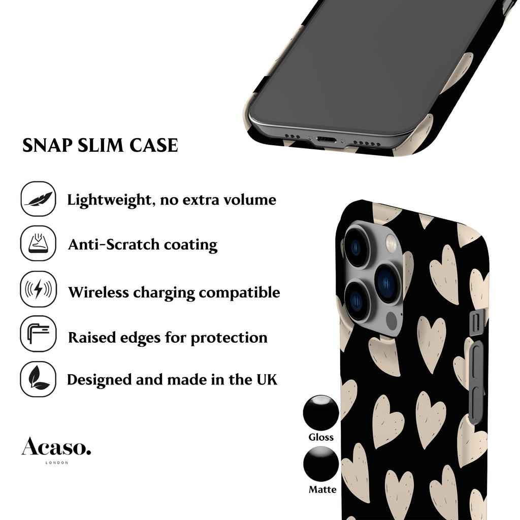 Painted Hearts Black Phone Case