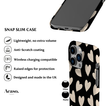 Painted Hearts Black Phone Case