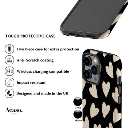 Painted Hearts Black Phone Case