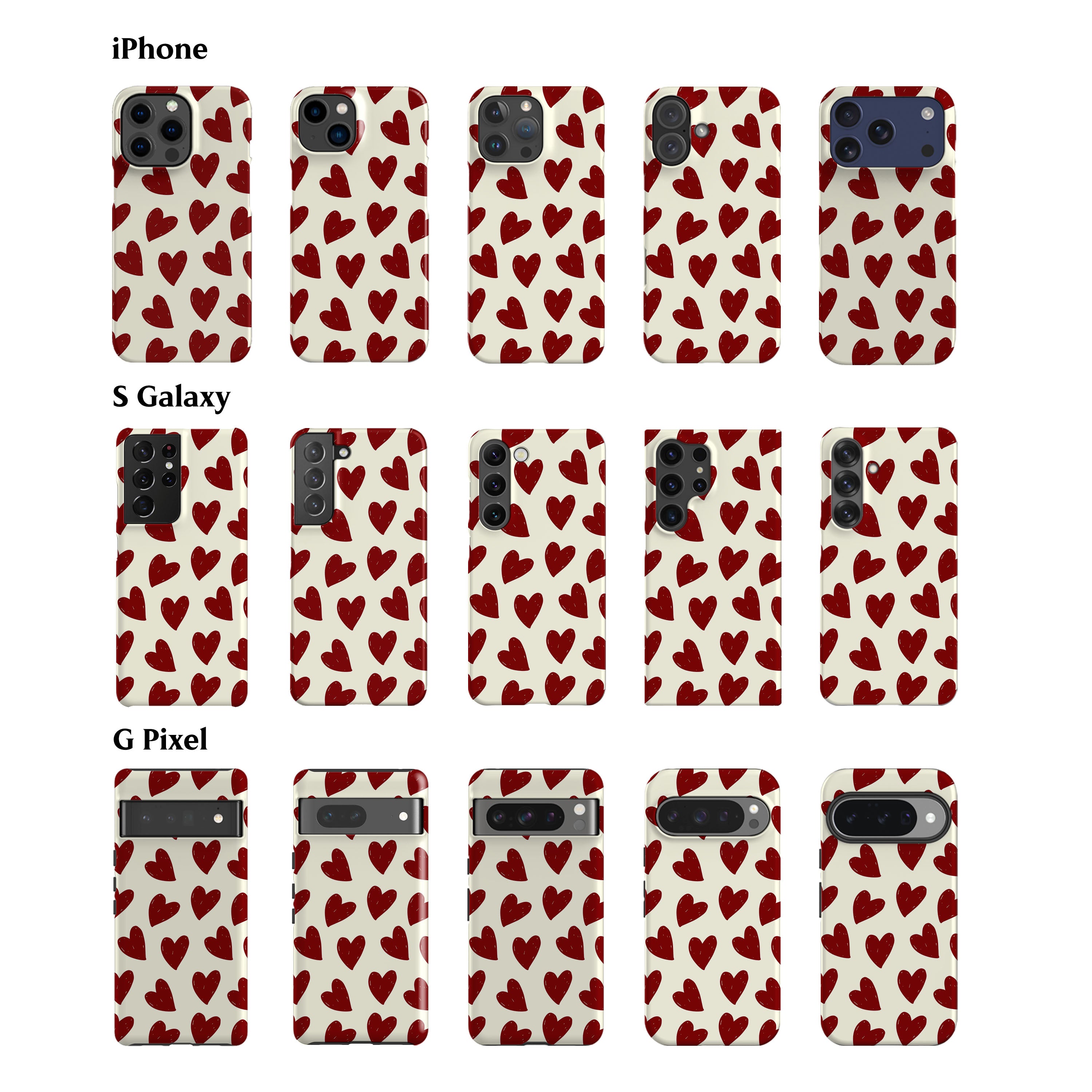 Painted Red Hearts Phone Case