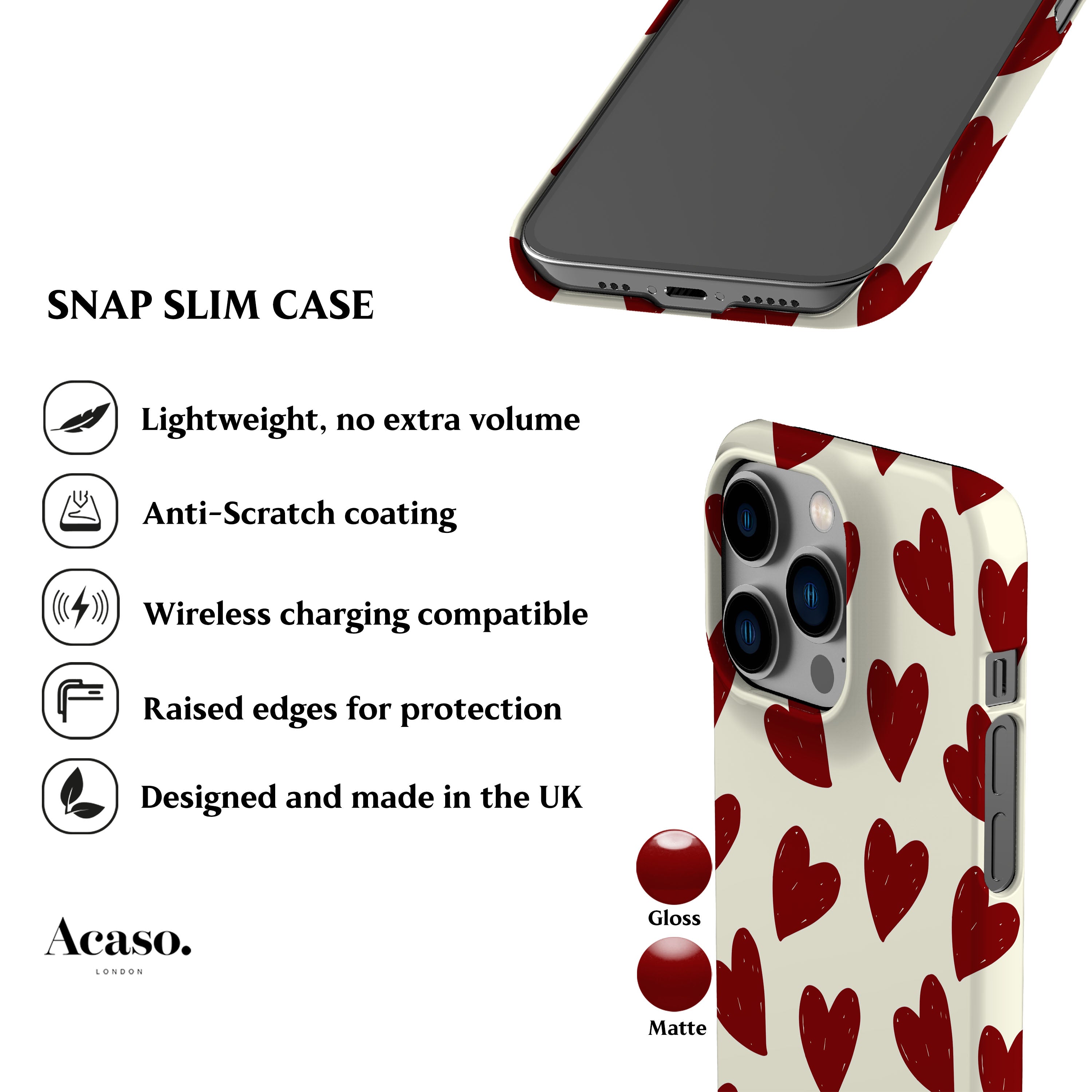 Painted Red Hearts Phone Case