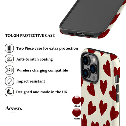 Painted Red Hearts Phone Case