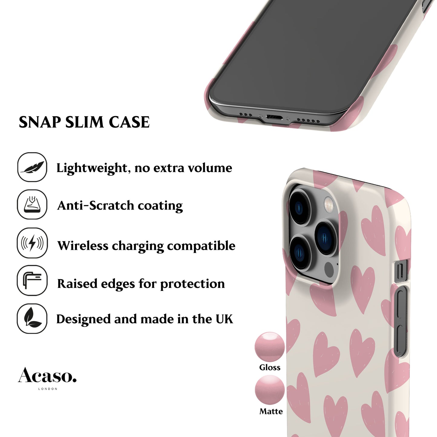Painted Pink Hearts Phone Case