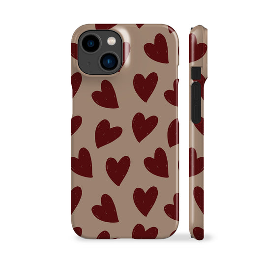 Painted Dark Red Hearts Phone Case