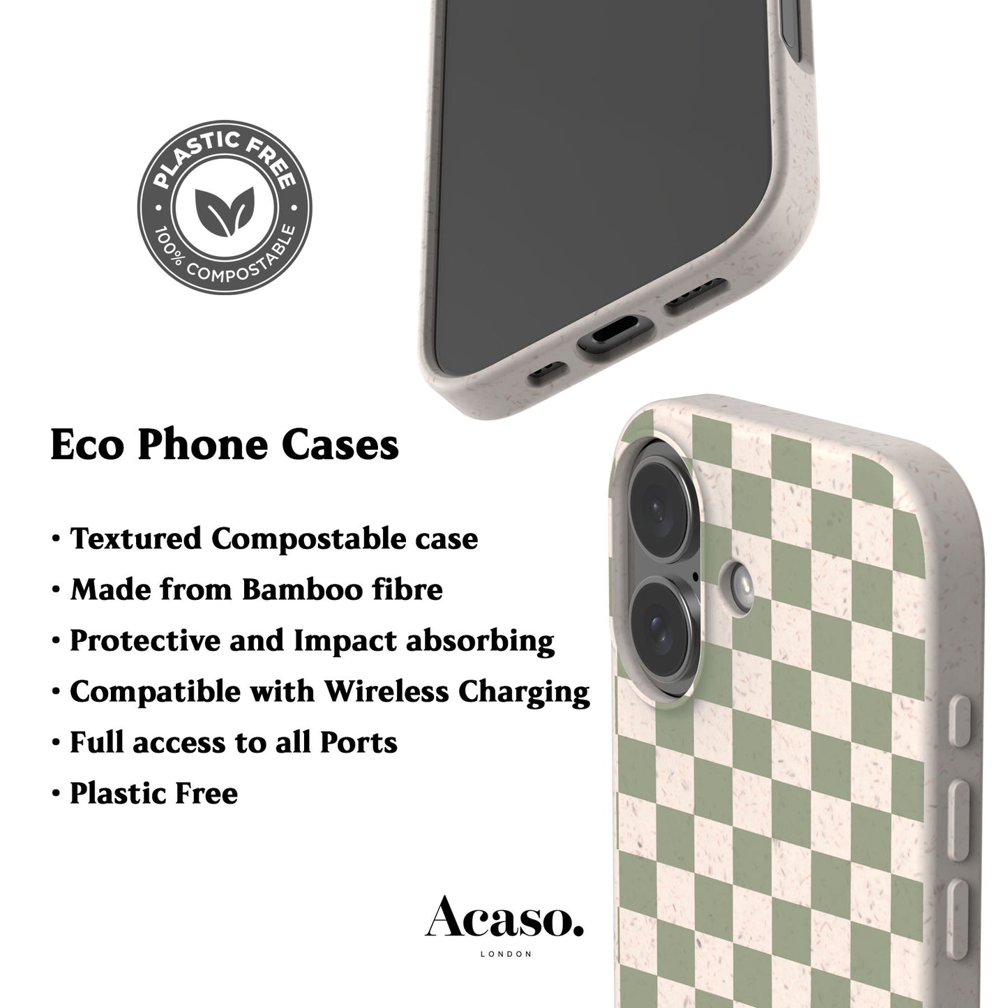 Pale Green Checker Eco-Friendly Phone Case